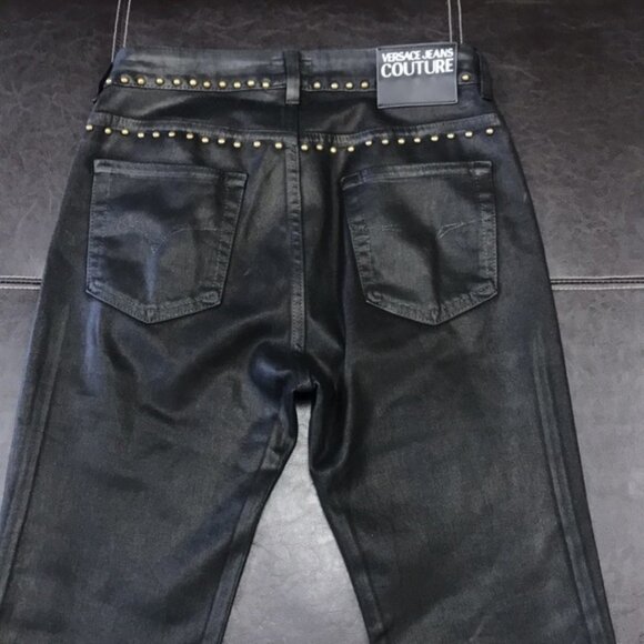 Versace Jeans Couture Slim Coated Jeans with Studs - Picture 8 of 9